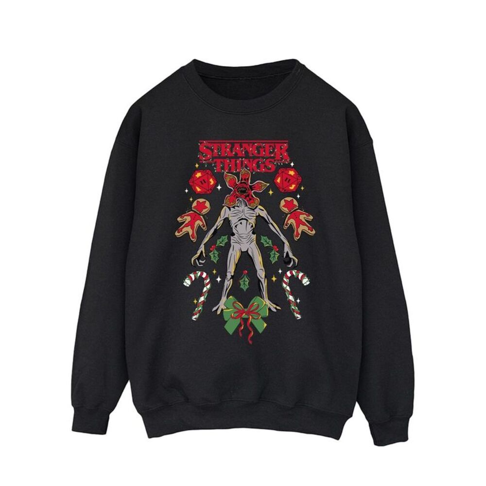 Netflix Mens Stranger Things Christmas Demogorgon Sweatshirt / Black